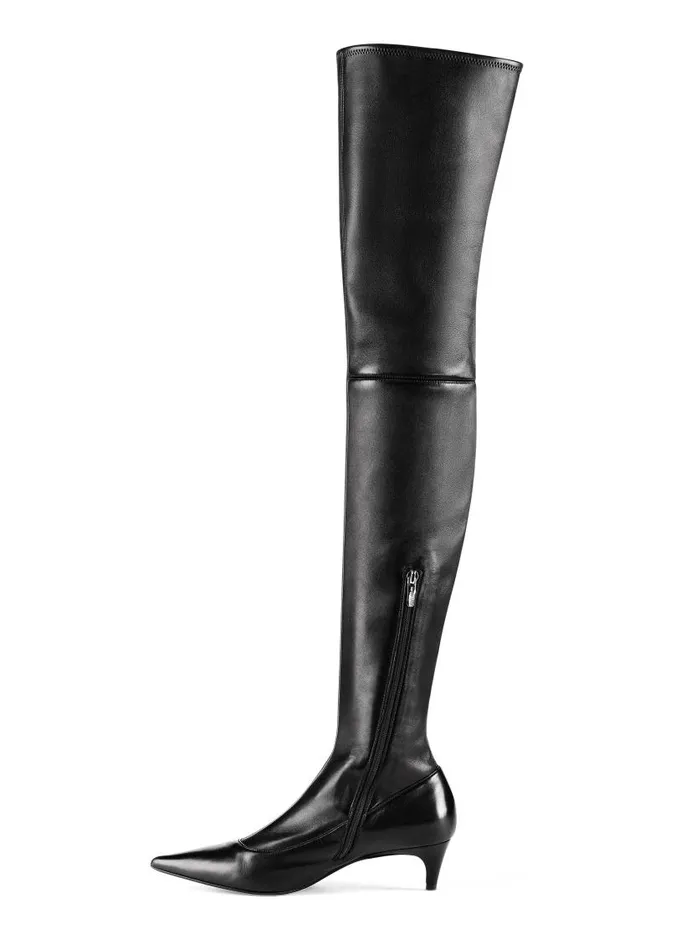 St John Handbags and Shoes Women Stretch Leather OvertheKnee Boot Black St John Handbags and Shoes Women Stretch Leather OvertheKnee Boot Black