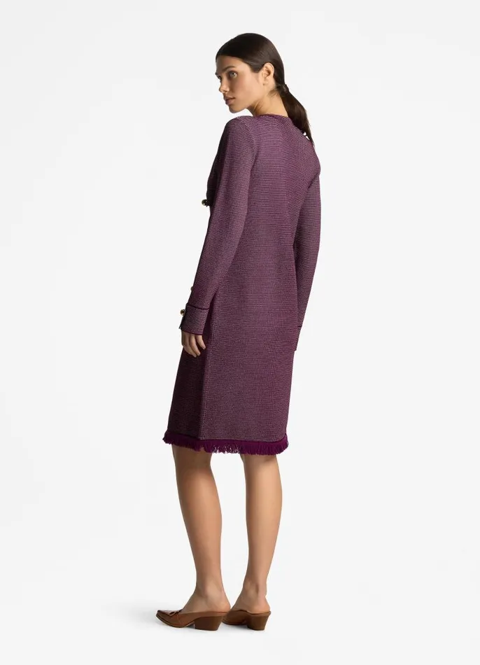 St John Jackets and Coats Women BiTonal Knit Long Jacket Deep Plumamethyst St John Jackets and Coats Women BiTonal Knit Long Jacket Deep Plumamethyst