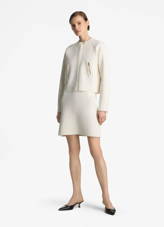 St John Jackets and Coats Women Double Face Pebble Knit Jacket Ecru St John Jackets and Coats Women Double Face Pebble Knit Jacket Ecru