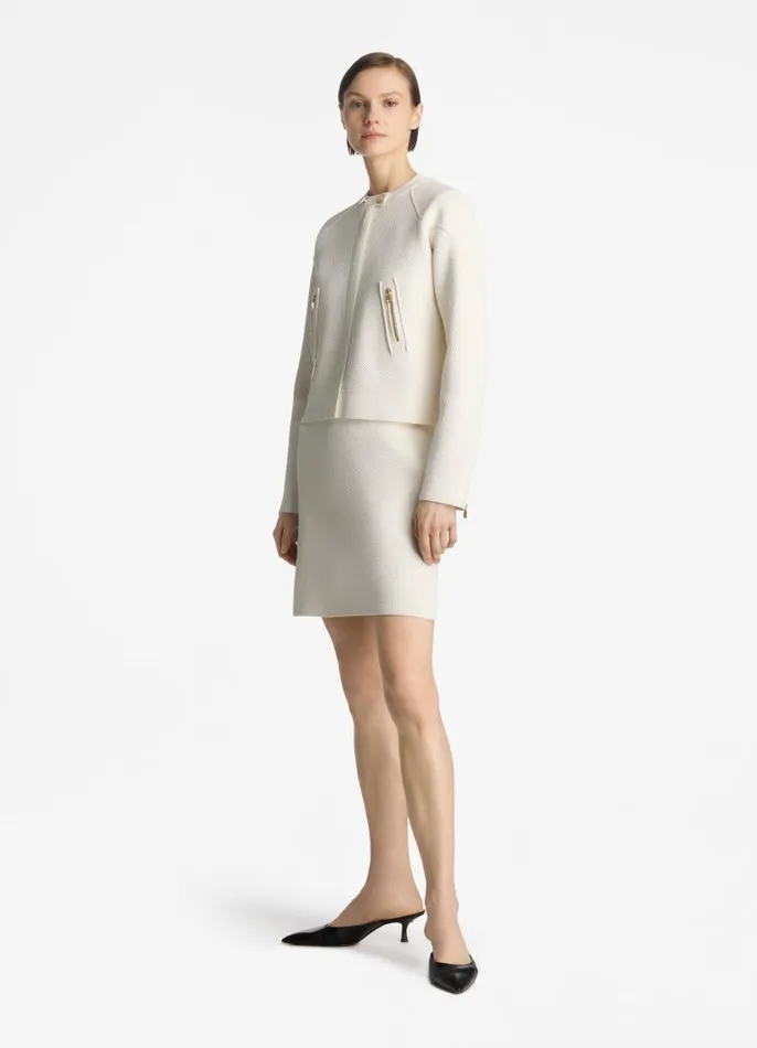St John Jackets and Coats Women Double Face Pebble Knit Jacket Ecru St John Jackets and Coats Women Double Face Pebble Knit Jacket Ecru