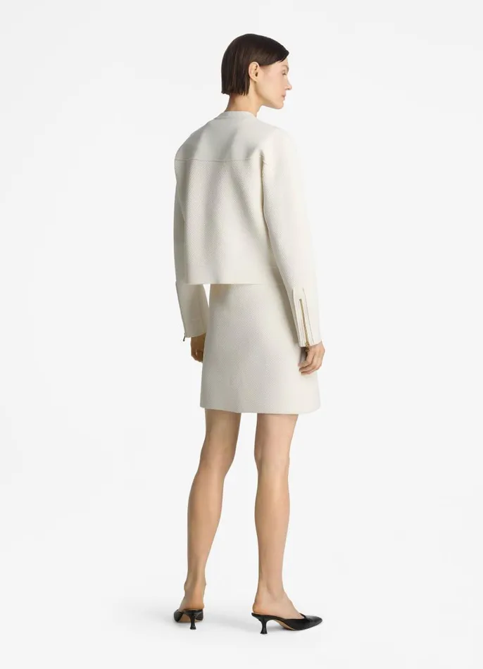 St John Jackets and Coats Women Double Face Pebble Knit Jacket Ecru St John Jackets and Coats Women Double Face Pebble Knit Jacket Ecru