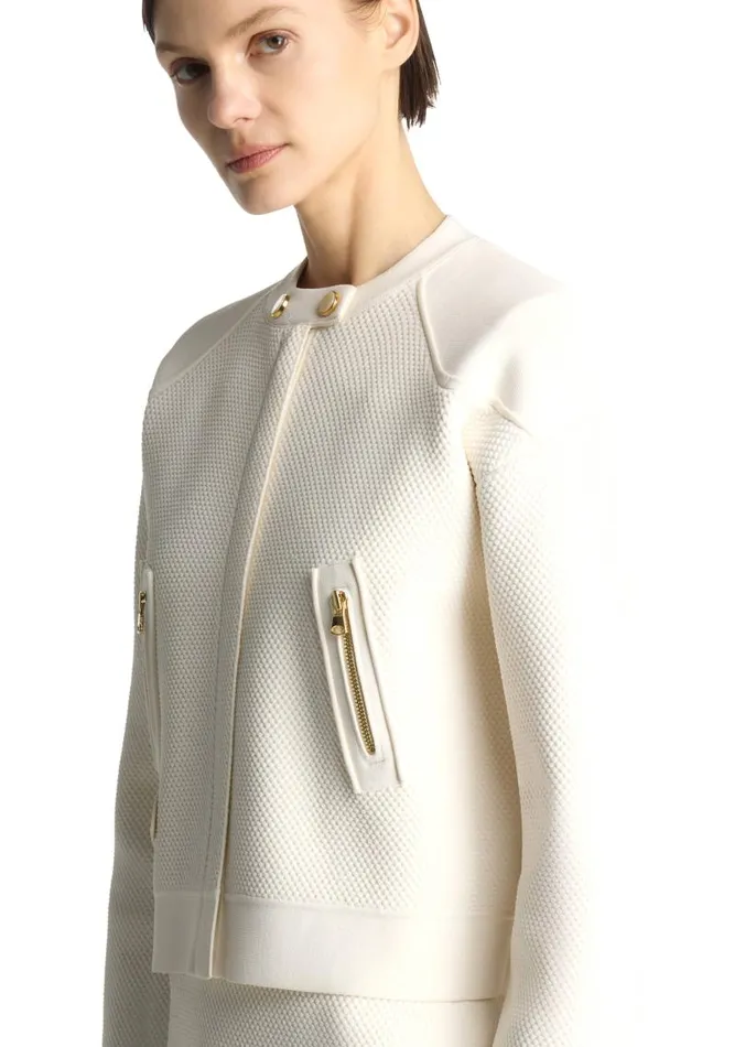 St John Jackets and Coats Women Double Face Pebble Knit Jacket Ecru St John Jackets and Coats Women Double Face Pebble Knit Jacket Ecru