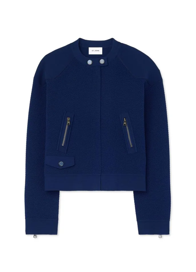 St John Jackets and Coats Women Double Face Pebble Knit Jacket Ecru St John Jackets and Coats Women Double Face Pebble Knit Jacket Ecru