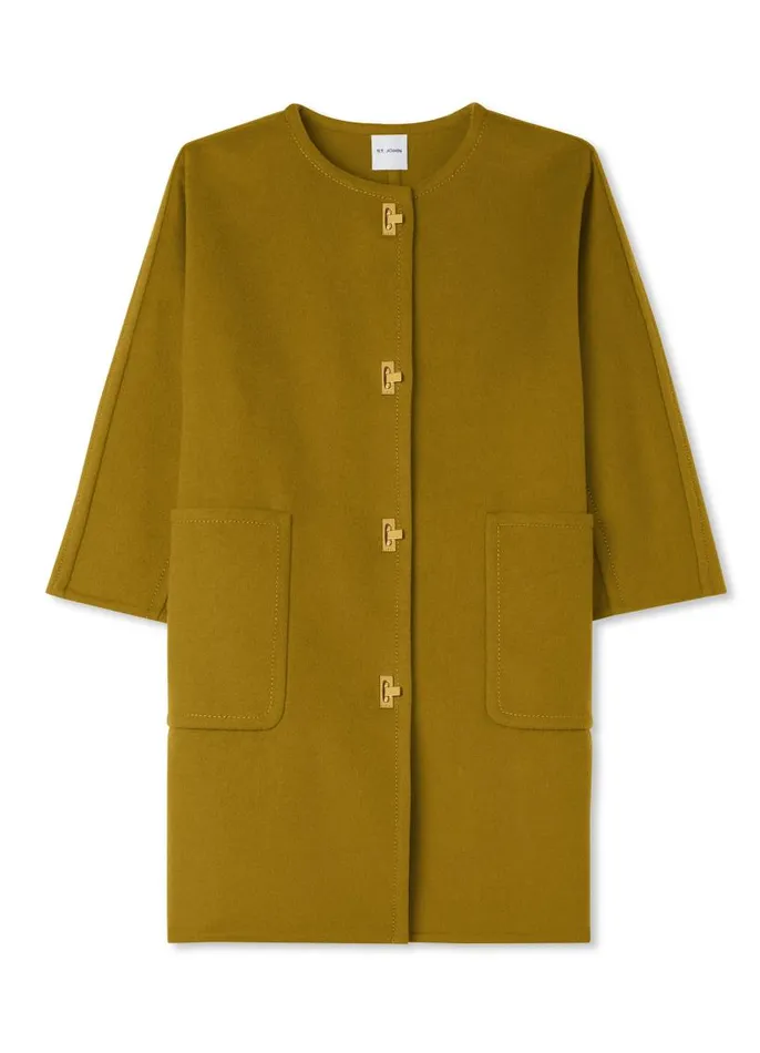 St John Jackets and Coats Women Doubleface Wool And Cashmere Blend Jacket Olive St John Jackets and Coats Women Doubleface Wool And Cashmere Blend Jacket Olive