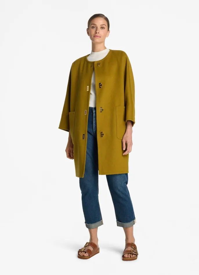 St John Jackets and Coats Women Doubleface Wool And Cashmere Blend Jacket Olive St John Jackets and Coats Women Doubleface Wool And Cashmere Blend Jacket Olive