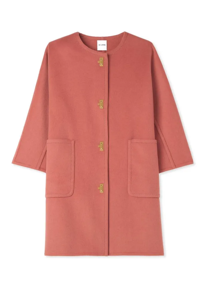 St John Jackets and Coats Women Doubleface Wool And Cashmere Blend Jacket Rouge St John Jackets and Coats Women Doubleface Wool And Cashmere Blend Jacket Rouge
