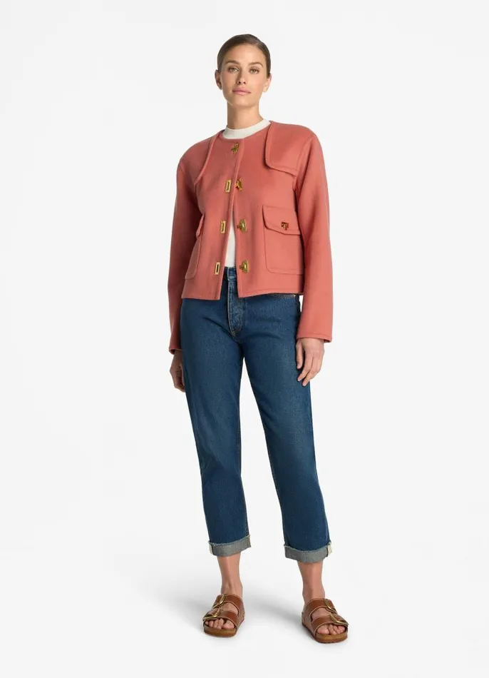 St John Jackets and Coats Women Doubleface Wool And Cashmere Blend Short Jacket Rouge St John Jackets and Coats Women Doubleface Wool And Cashmere Blend Short Jacket Rouge