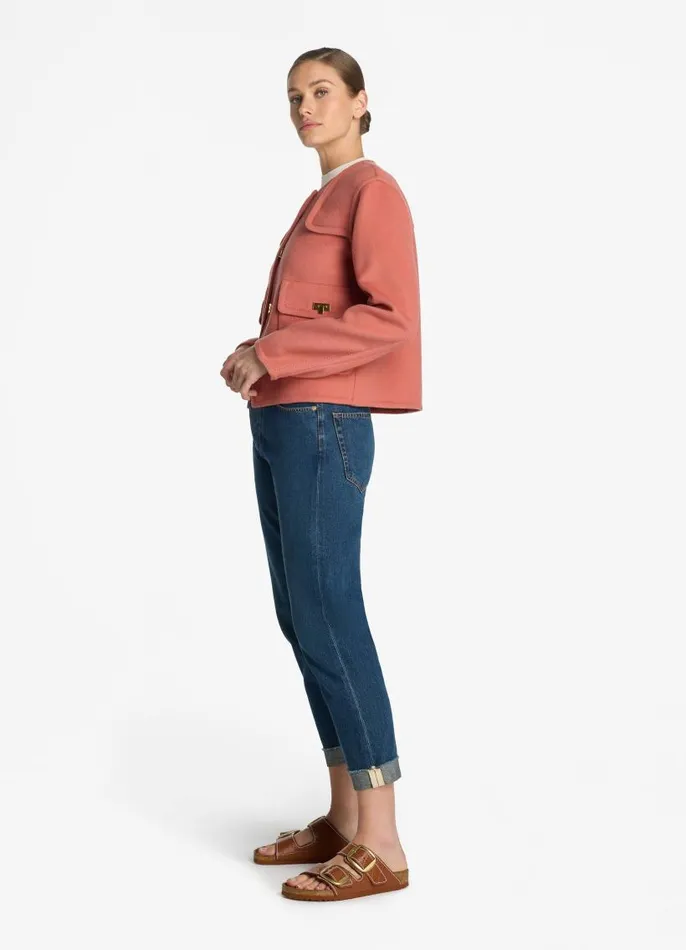 St John Jackets and Coats Women Doubleface Wool And Cashmere Blend Short Jacket Rouge St John Jackets and Coats Women Doubleface Wool And Cashmere Blend Short Jacket Rouge