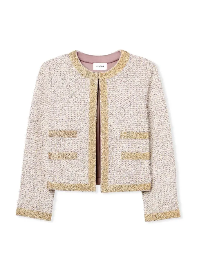 St John Jackets and Coats Women Eyelash Sequin Tweed Jacket Sunflower Multi