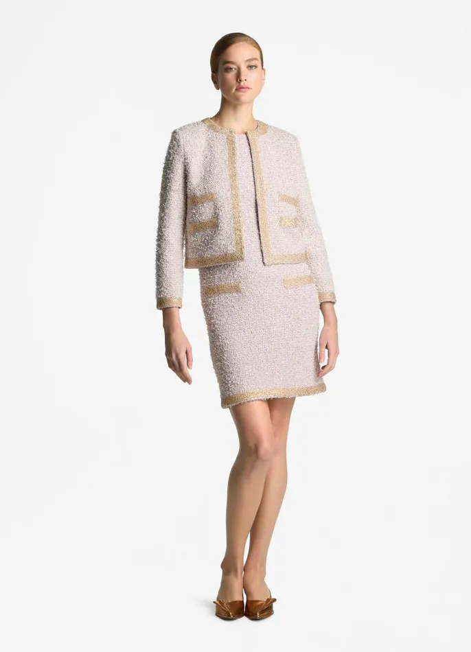 St John Jackets and Coats Women Eyelash Sequin Tweed Jacket Sunflower Multi St John Jackets and Coats Women Eyelash Sequin Tweed Jacket Sunflower Multi