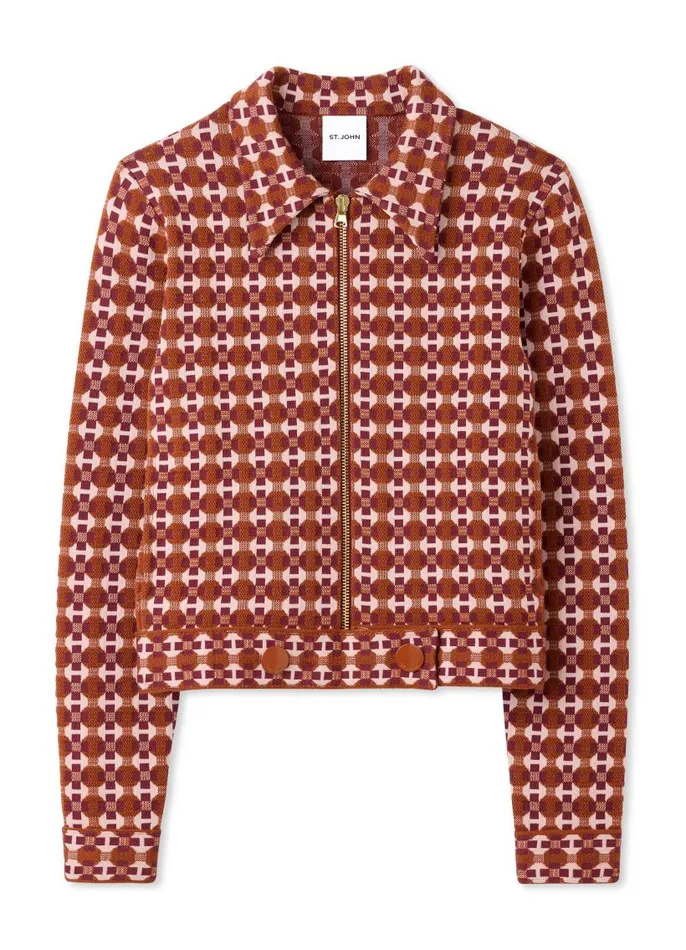 St John Jackets and Coats Women Geo Jacquard Jacket Cranberrybrick Multi