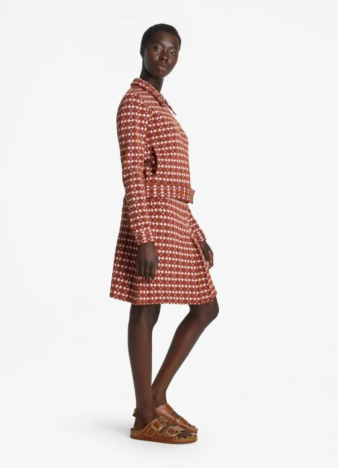 St John Jackets and Coats Women Geo Jacquard Jacket Cranberrybrick Multi St John Jackets and Coats Women Geo Jacquard Jacket Cranberrybrick Multi
