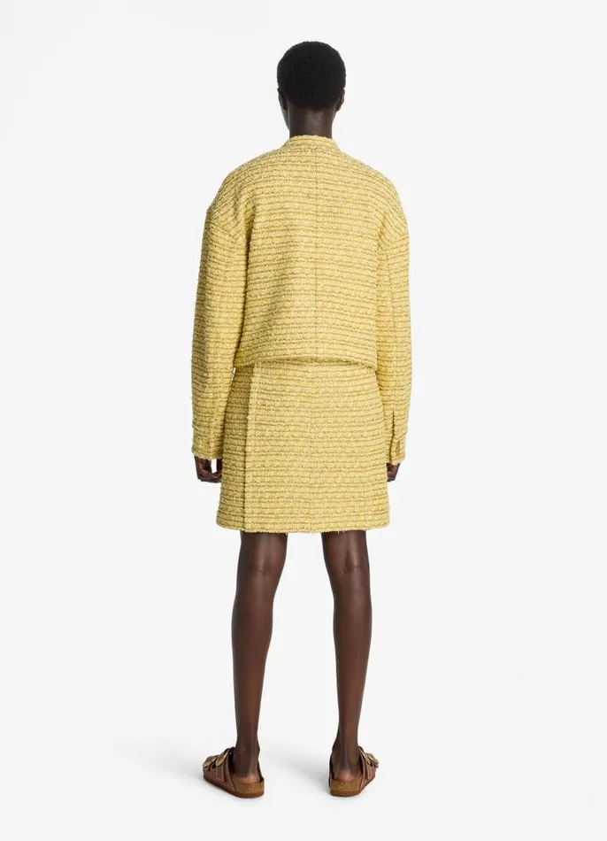 St John Jackets and Coats Women Iconic Textured Tweed Jacket Golden Yellow Multi St John Jackets and Coats Women Iconic Textured Tweed Jacket Golden Yellow Multi
