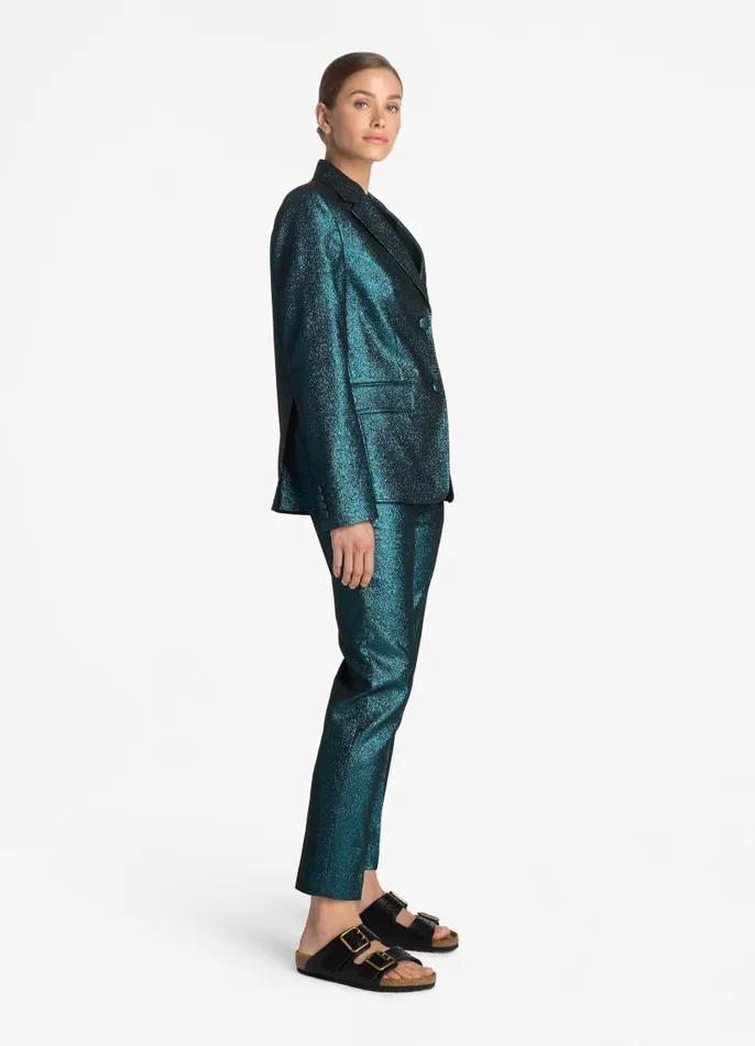 St John Jackets and Coats Women Italian Lightweight Stretch Lurex Jacket Dark Tealblack Multi St John Jackets and Coats Women Italian Lightweight Stretch Lurex Jacket Dark Tealblack Multi