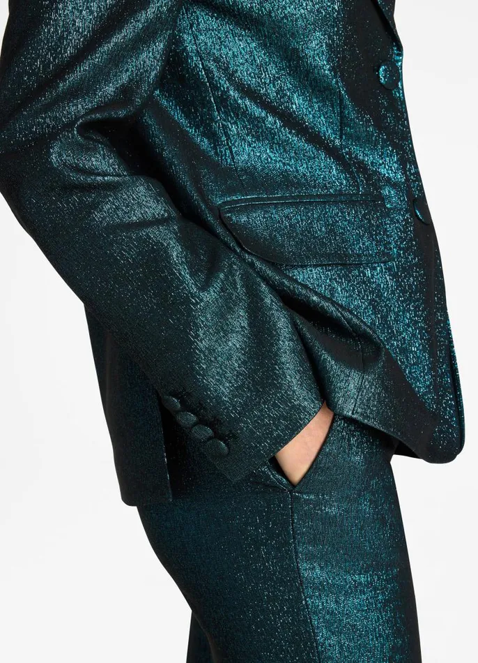 St John Jackets and Coats Women Italian Lightweight Stretch Lurex Jacket Dark Tealblack Multi St John Jackets and Coats Women Italian Lightweight Stretch Lurex Jacket Dark Tealblack Multi