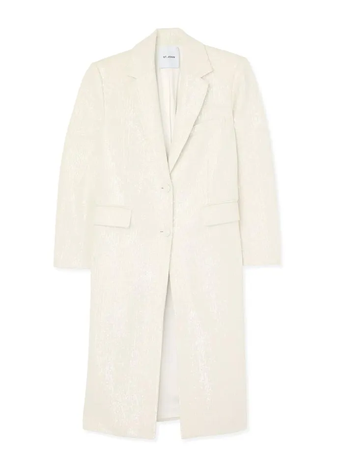 St John Jackets and Coats Women Mesh Sequin Jacket Ivory