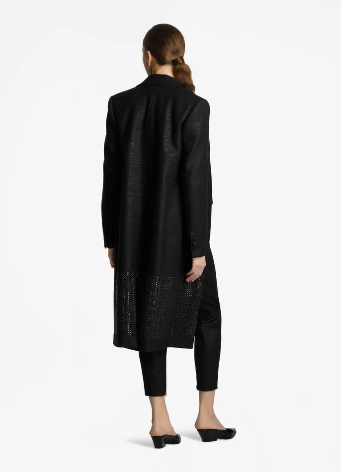 St John Jackets and Coats Women Metallic Twill Long Jacket Black St John Jackets and Coats Women Metallic Twill Long Jacket Black