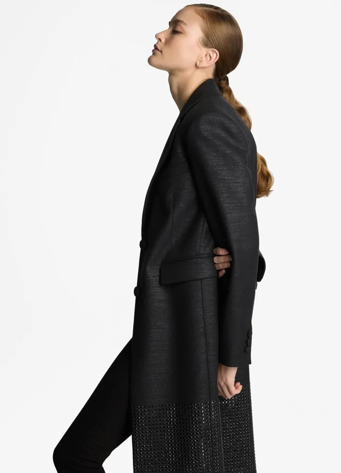 St John Jackets and Coats Women Metallic Twill Long Jacket Black St John Jackets and Coats Women Metallic Twill Long Jacket Black