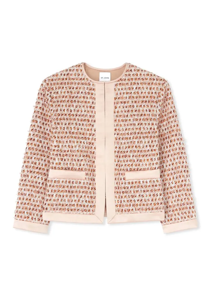 St John Jackets and Coats Women Mixed Media Jacket Blossomdark Claret Multi
