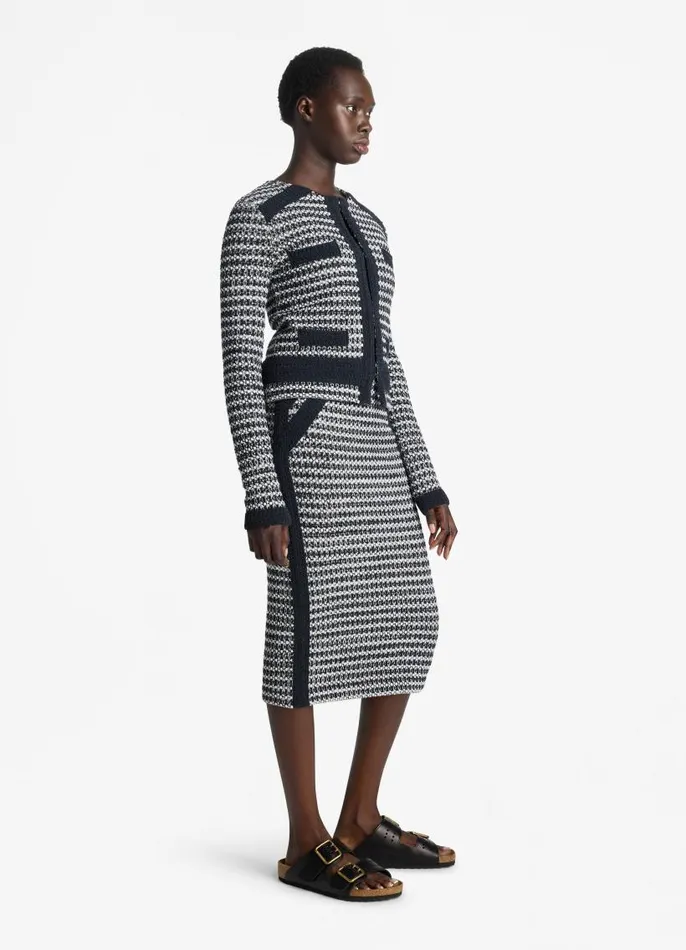 St John Jackets and Coats Women Mixed Stretch Knit Jacket Blackivory Multi St John Jackets and Coats Women Mixed Stretch Knit Jacket Blackivory Multi