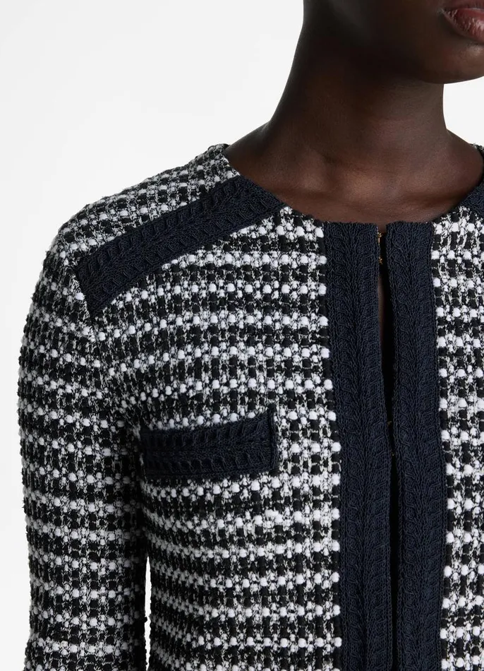 St John Jackets and Coats Women Mixed Stretch Knit Jacket Blackivory Multi St John Jackets and Coats Women Mixed Stretch Knit Jacket Blackivory Multi
