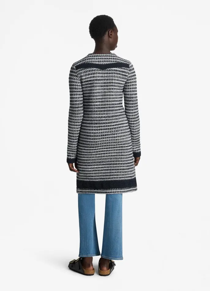 St John Jackets and Coats Women Mixed Stretch Knit Topper Blackivory Multi St John Jackets and Coats Women Mixed Stretch Knit Topper Blackivory Multi