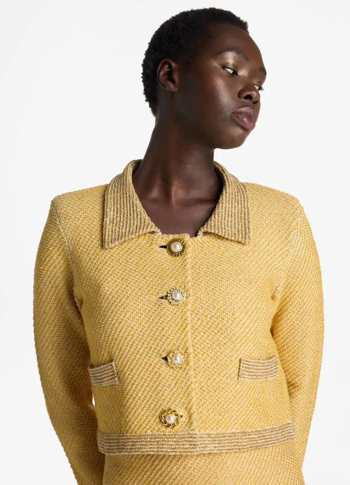 St John Jackets and Coats Women Sequin Stretch Twill Knit 34 Sleeve Jacket Golden Rodlight Khaki Multi St John Jackets and Coats Women Sequin Stretch Twill Knit 34 Sleeve Jacket Golden Rodlight Khaki Multi