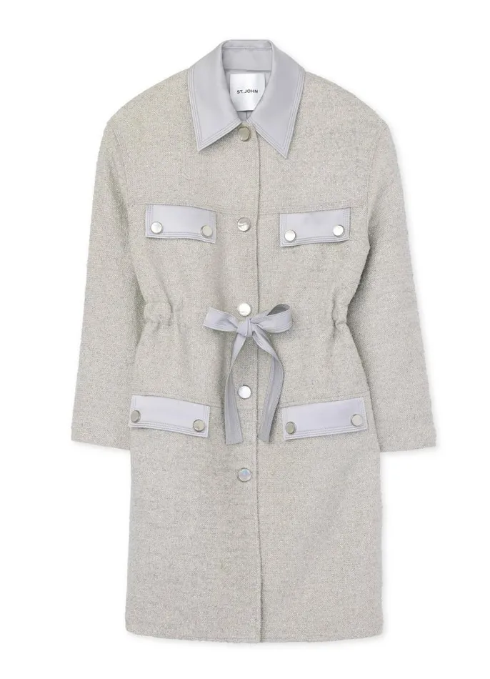 St John Jackets and Coats Women Silver Tweed Jacket Platinum Multi