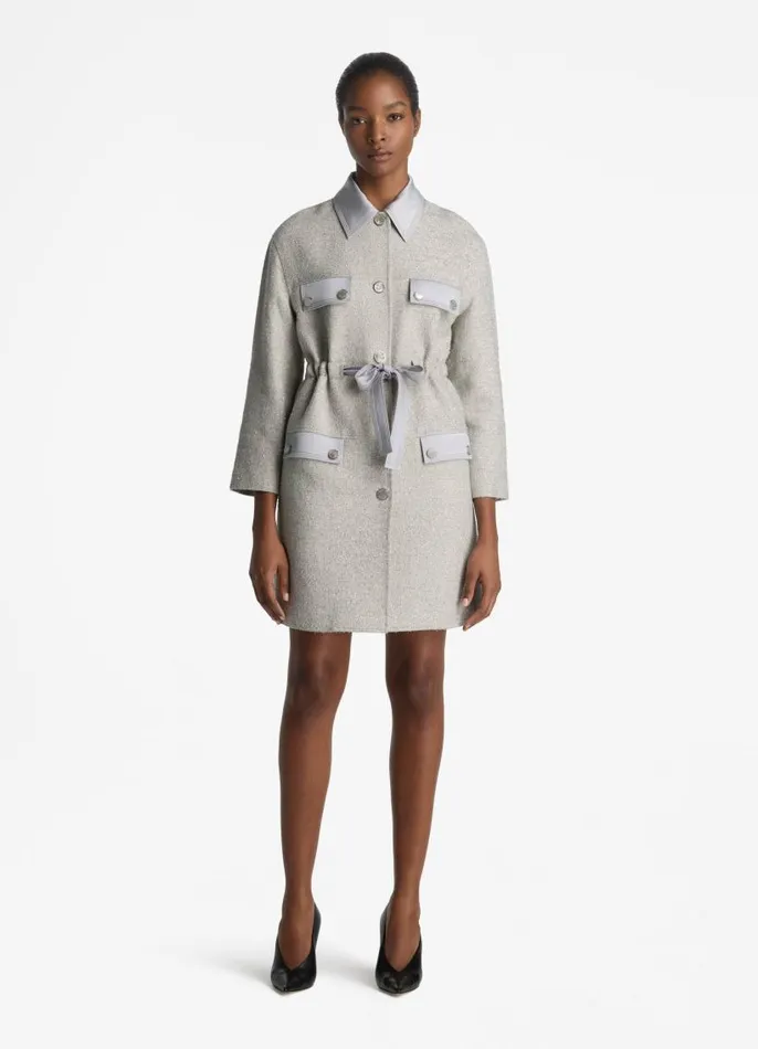 St John Jackets and Coats Women Silver Tweed Jacket Platinum Multi St John Jackets and Coats Women Silver Tweed Jacket Platinum Multi