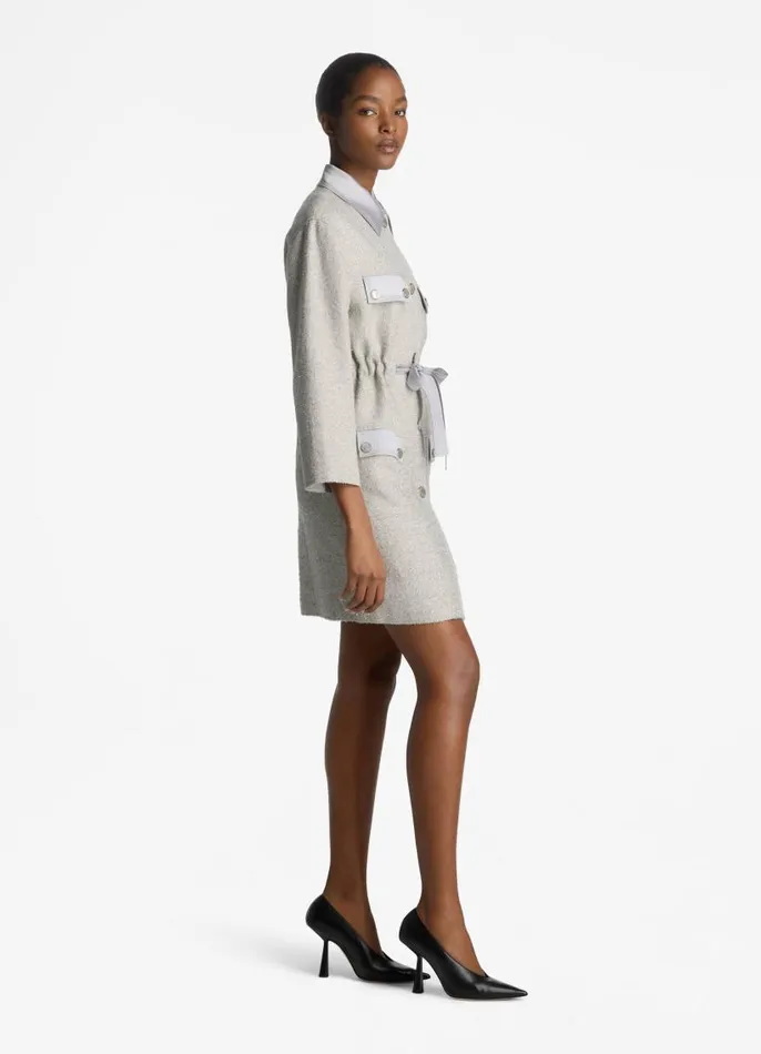 St John Jackets and Coats Women Silver Tweed Jacket Platinum Multi St John Jackets and Coats Women Silver Tweed Jacket Platinum Multi