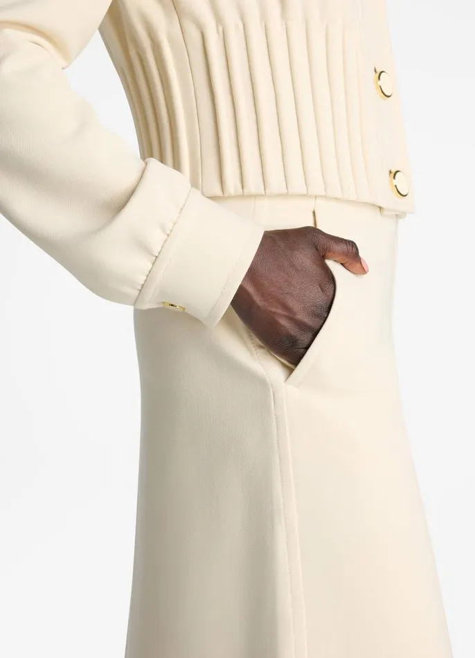 St John Jackets and Coats Women Stretch Crepe Cinched Waist Jacket Ecru St John Jackets and Coats Women Stretch Crepe Cinched Waist Jacket Ecru