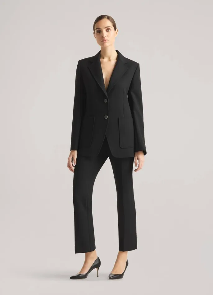 St John Jackets and Coats Women Stretch Crepe Double Button Jacket Black St John Jackets and Coats Women Stretch Crepe Double Button Jacket Black