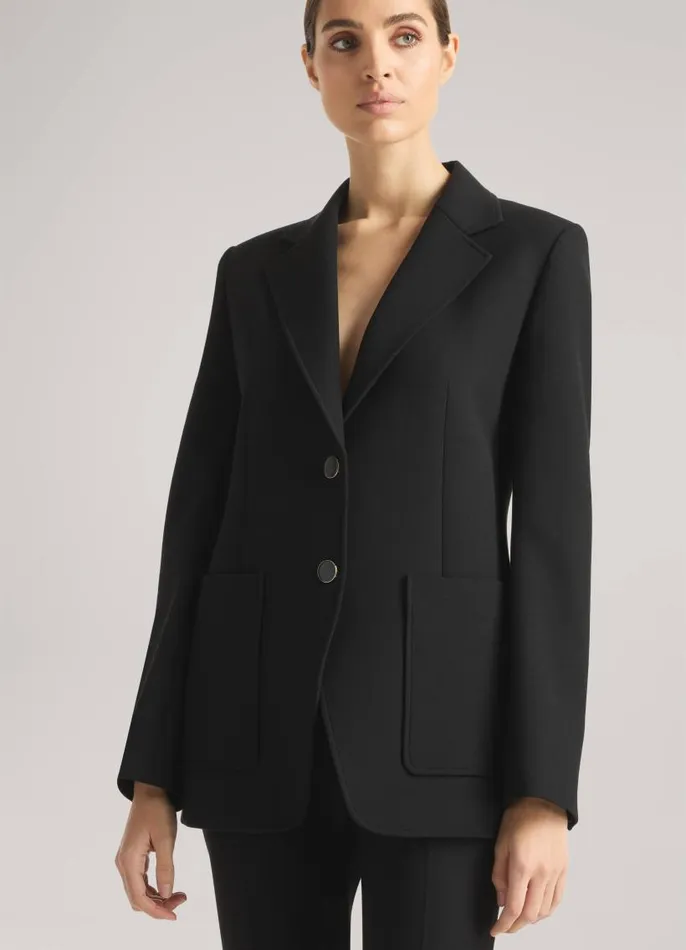St John Jackets and Coats Women Stretch Crepe Double Button Jacket Black St John Jackets and Coats Women Stretch Crepe Double Button Jacket Black