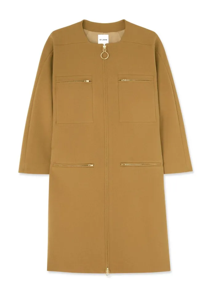 St John Jackets and Coats Women Stretch Crepe Long Jacket Hazel