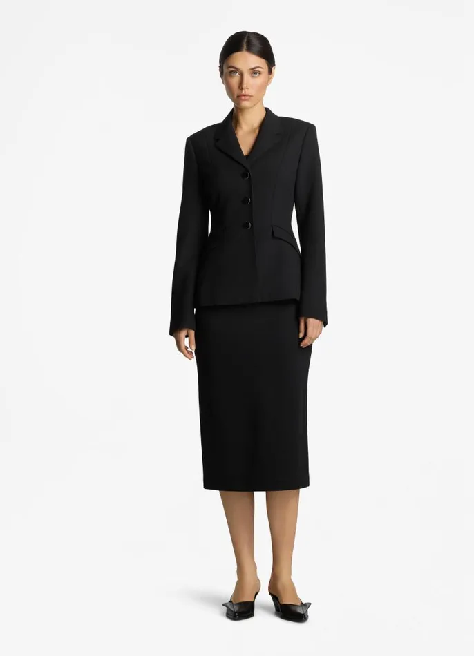 St John Jackets and Coats Women Stretch Crepe Suiting Jacket Black St John Jackets and Coats Women Stretch Crepe Suiting Jacket Black