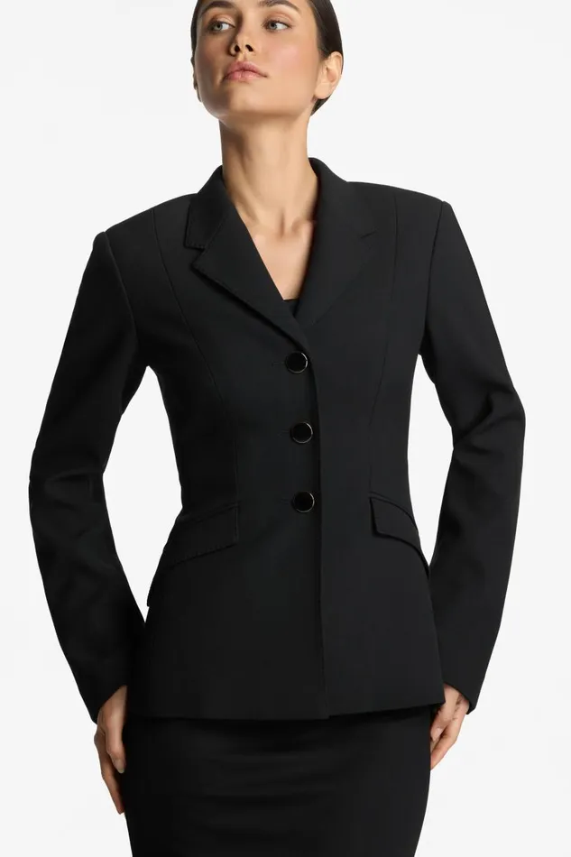 St John Jackets and Coats Women Stretch Crepe Suiting Jacket Black St John Jackets and Coats Women Stretch Crepe Suiting Jacket Black