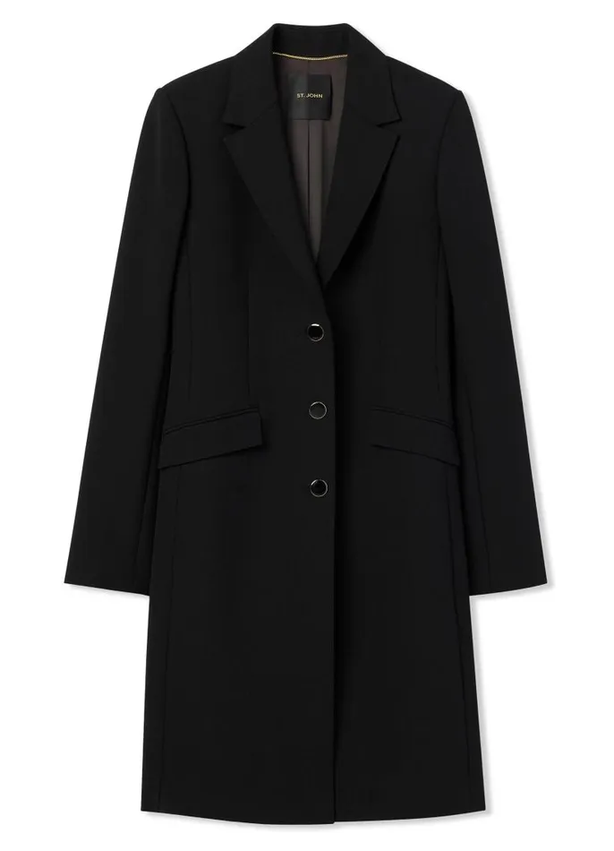 St John Jackets and Coats Women Stretch Crepe Suiting Topper Black