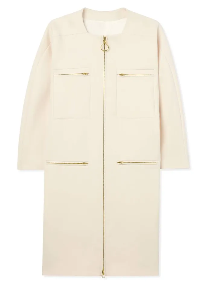 St John Jackets and Coats Women Stretch Crepe Zip Jacket Ecru