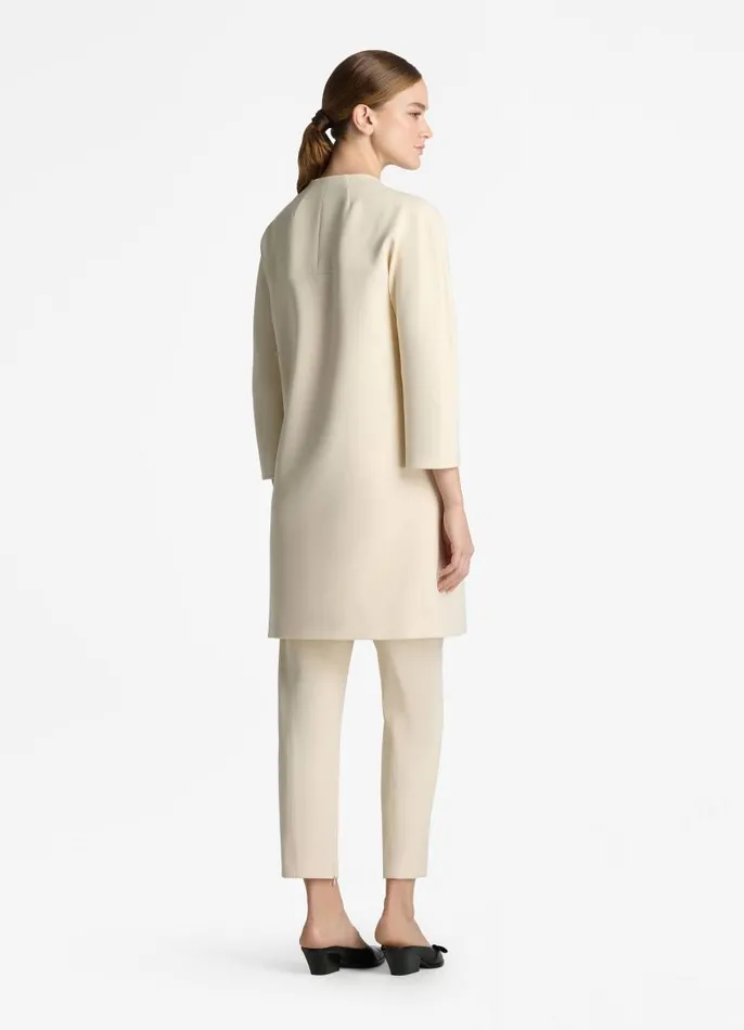 St John Jackets and Coats Women Stretch Crepe Zip Jacket Ecru St John Jackets and Coats Women Stretch Crepe Zip Jacket Ecru