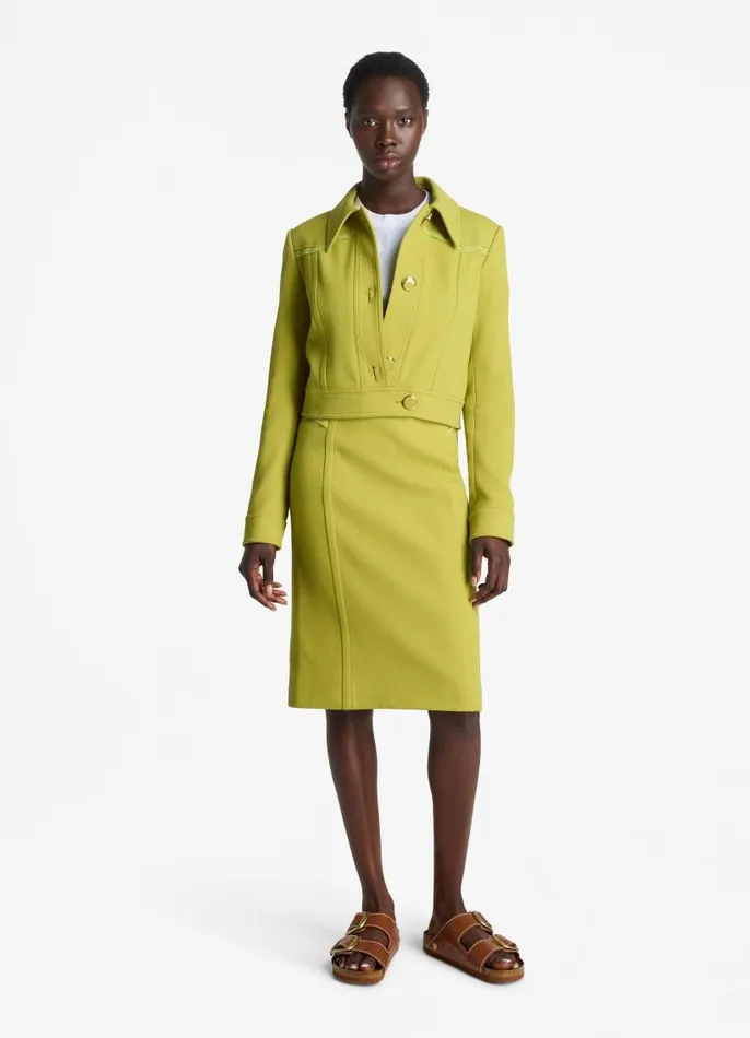 St John Jackets and Coats Women Tailored Wool Blend Jacket Chartreuse St John Jackets and Coats Women Tailored Wool Blend Jacket Chartreuse
