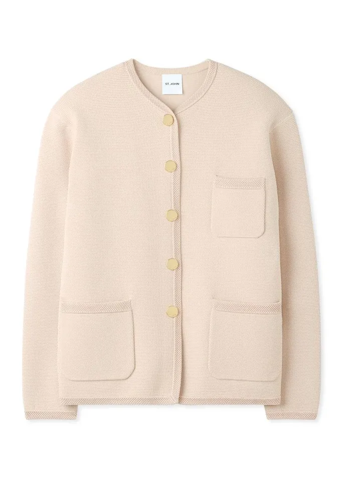 St John Jackets and Coats Women Textured Stretch Twill Jacket Light Peony