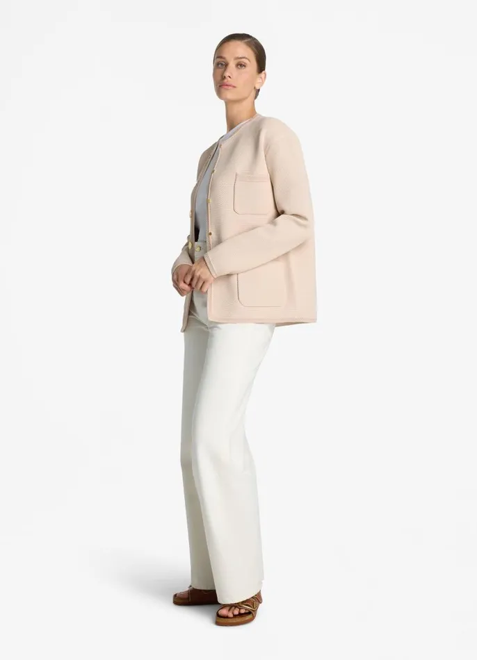 St John Jackets and Coats Women Textured Stretch Twill Jacket Light Peony St John Jackets and Coats Women Textured Stretch Twill Jacket Light Peony