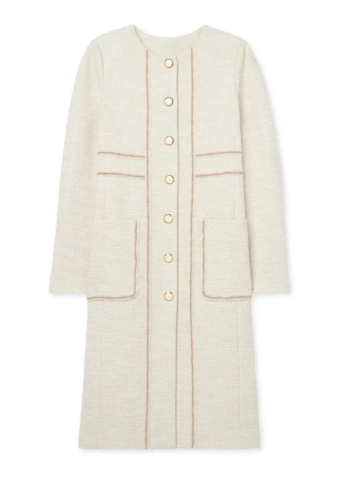 St John Jackets and Coats Women Woven Patch Pocket Jacket Ecru