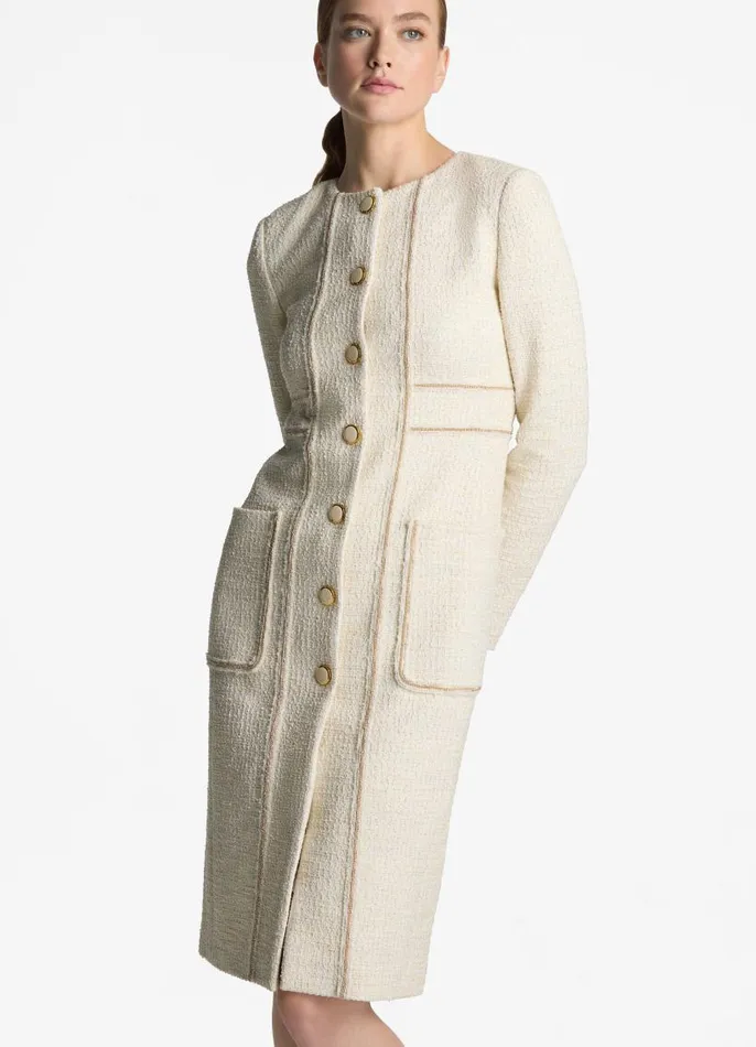 St John Jackets and Coats Women Woven Patch Pocket Jacket Ecru St John Jackets and Coats Women Woven Patch Pocket Jacket Ecru