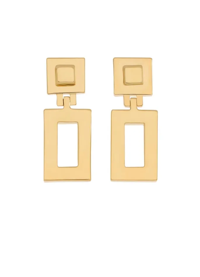 St John Jewelry Women Geo Cut Out Earrings Gold