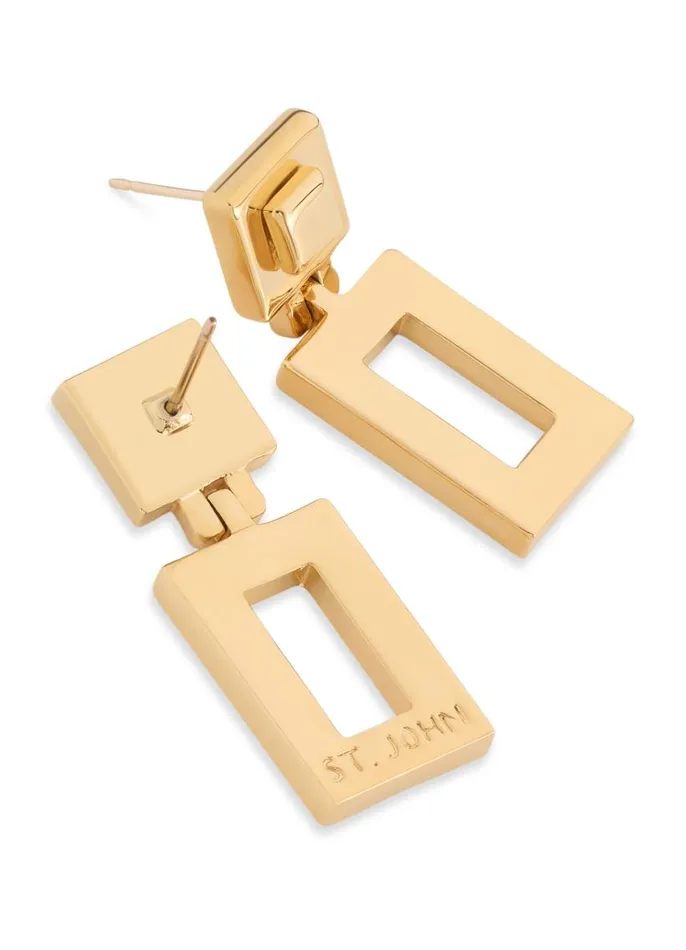 St John Jewelry Women Geo Cut Out Earrings Gold St John Jewelry Women Geo Cut Out Earrings Gold