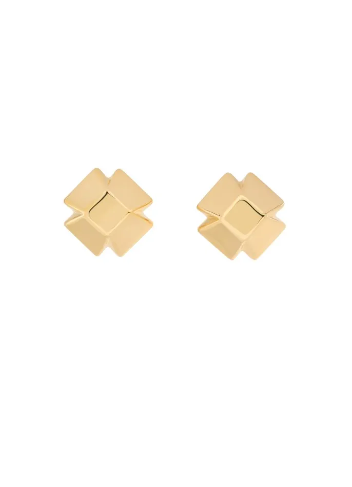 St John Jewelry Women Geo Stud Earrings Gold
