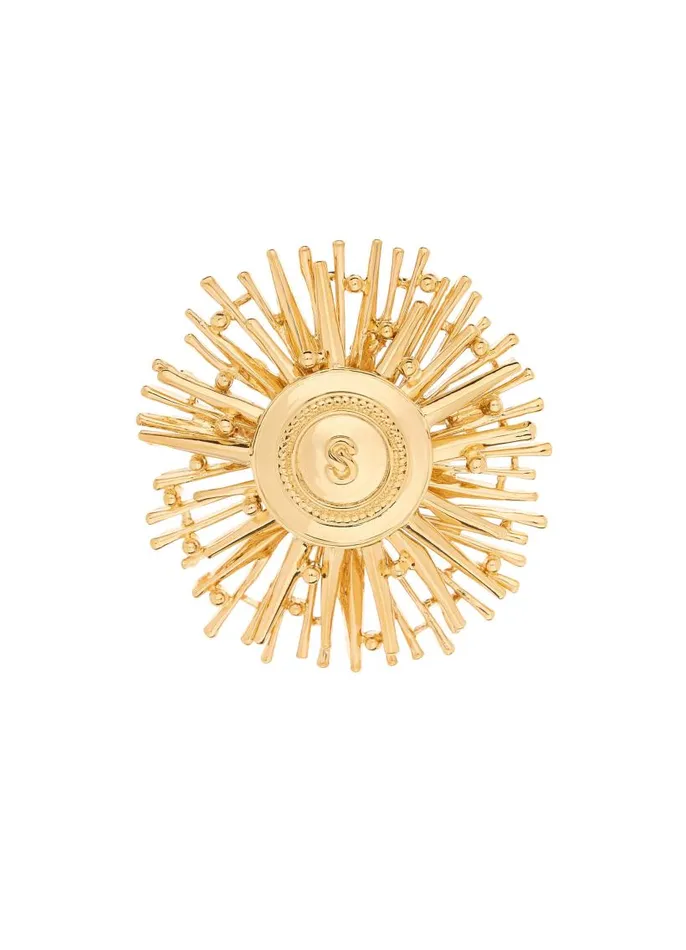 St John Jewelry Women SJ Logo Burst Pin Gold