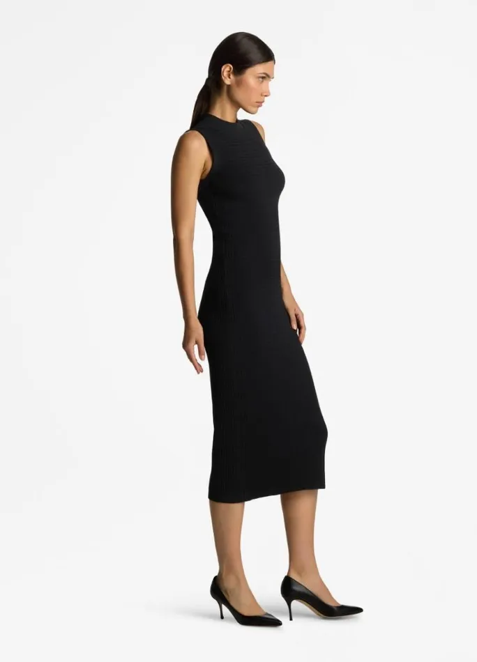 St John Knit Dresses Women Mock Collar Dress Black St John Knit Dresses Women Mock Collar Dress Black
