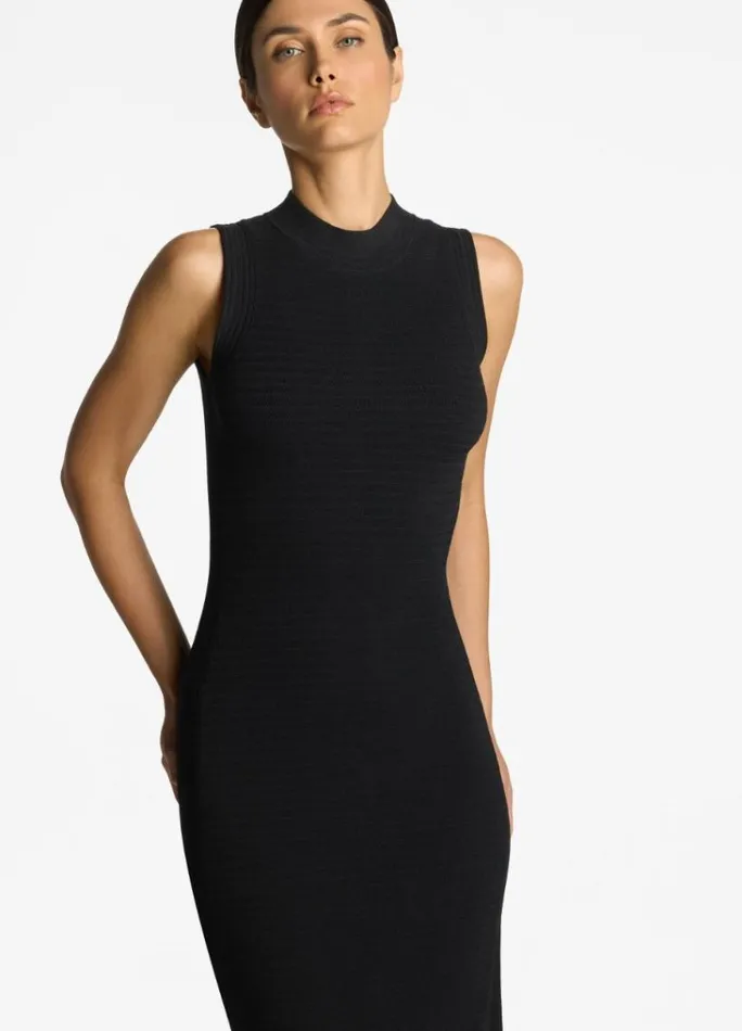 St John Knit Dresses Women Mock Collar Dress Black St John Knit Dresses Women Mock Collar Dress Black